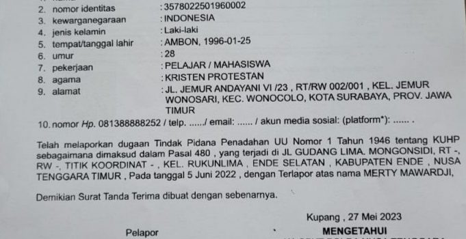 Resmi. Pemilik Toko Santosa Ende di Laporkan Ke Polda NTT, Ini Kasusnya